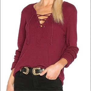 Michael Stars Maroon Red Long Sleeve Top size OS